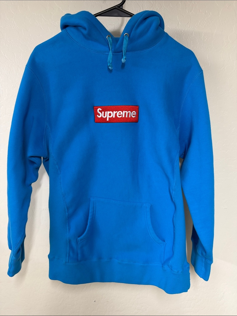Supreme Bright Blue Hoodie with Red Box Logo Like New